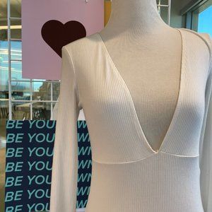 Forever 21 White Long sleeve Bodysuit